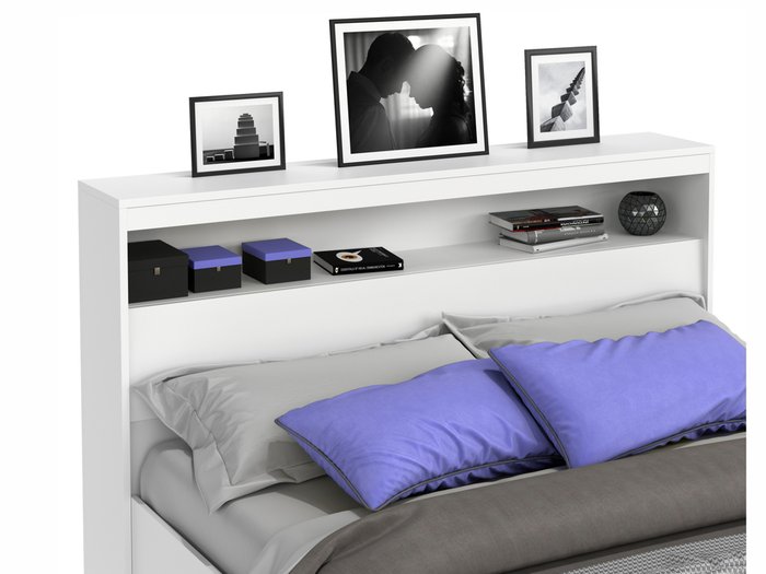 Кровать Виктория 140х200 белого цвета с блоком и ящиками - купить Кровати для спальни по цене 13700.0
