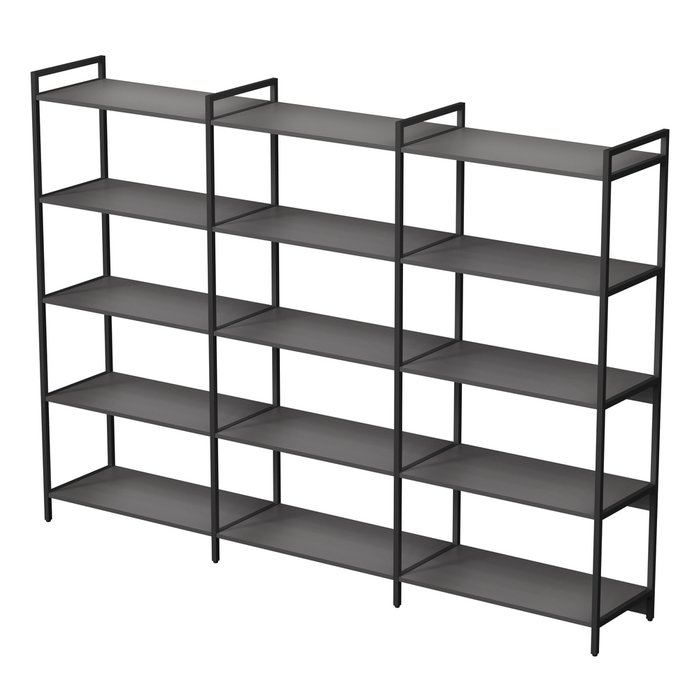 Стеллаж 10ССТ.5.800 средний тройной 5 полок темно-серого цвета