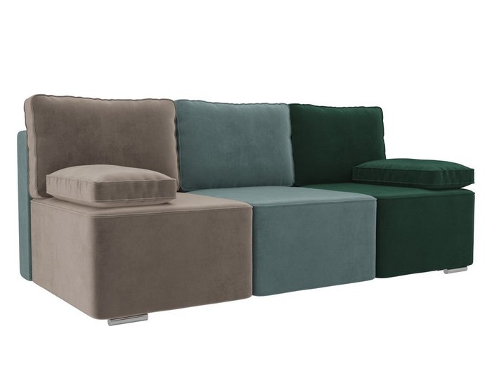 Прямой диван-кровать  Радуга бирюзово-коричнево-зеленого цвета