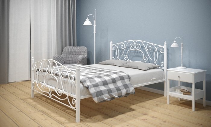 Кровать Виктория 140х200 белого цвета - купить Кровати для спальни по цене 18090.0