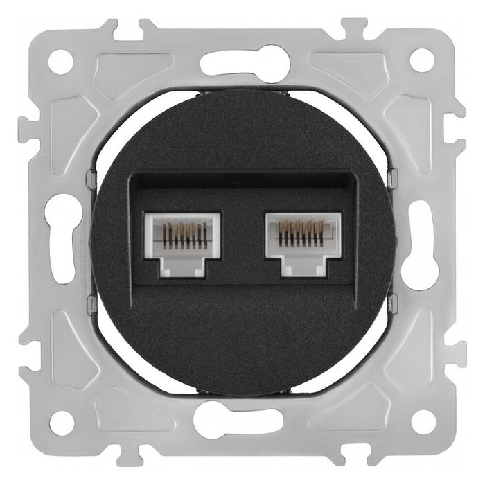 Розетка двойная RJ-11 и Ethernet RJ-45, без рамки 202.44-1.black - купить Розетки по цене 523.0