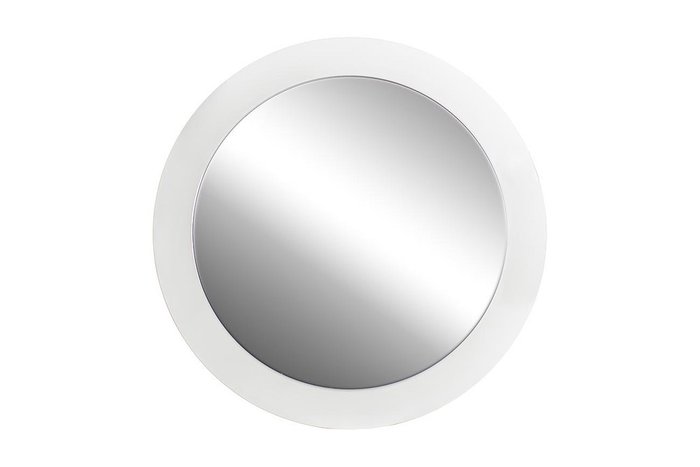 Настенное зеркало диаметр 105 в раме белого цвета