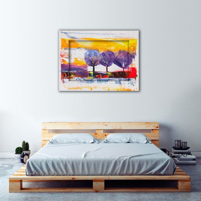 Картина с арт рамой Три дерева 60х80 бело-фиолетового цвета - купить Картины по цене 14390.0