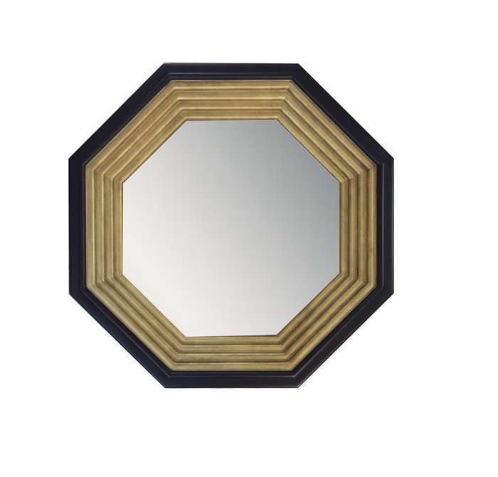 Настенное зеркало Марика в раме черно-золотого цвета 80х80