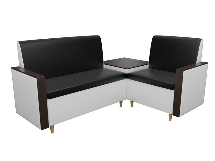 Кухонный угловой диван Модерн бело-черного цвета (экокожа)  - лучшие Угловые диваны в INMYROOM