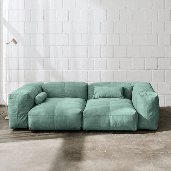 Прямой диван Фиджи двухсекционный большой темно-мятного цвета - лучшие Прямые диваны в INMYROOM