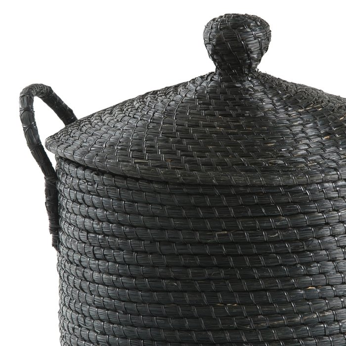 Корзина для белья из плетеной рисовой соломы Honoka черного цвета - купить Корзины для белья по цене 12580.0