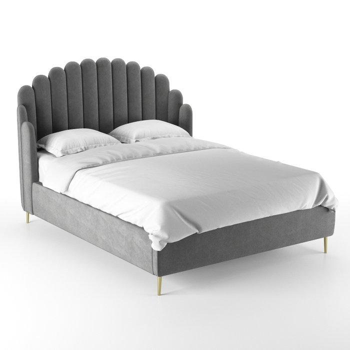 Кровать Amira 160х200 серого цвета  - купить Кровати для спальни по цене 103900.0