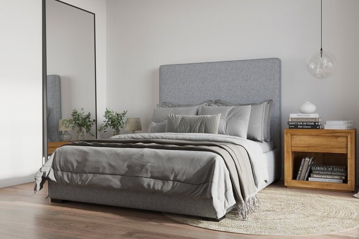Кровать Norte 160х200 серого цвета с подъемным механизмом - купить Кровати для спальни по цене 63080.0
