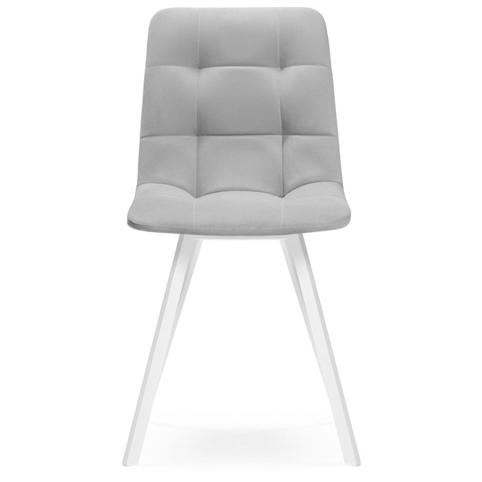Стул Чилли светло-серого цвета с белыми ножками - купить Обеденные стулья по цене 4190.0