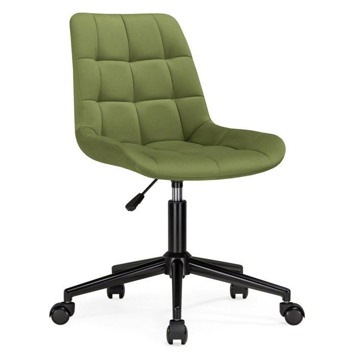 Офисный стул Честер зеленого цвета с черным основанием