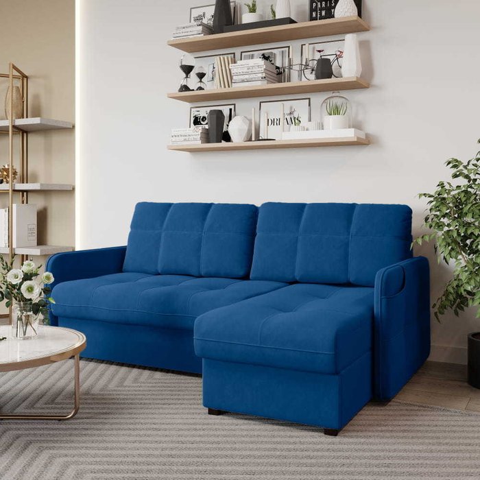 Угловой диван-кровать Киль синего цвета - купить Угловые диваны по цене 143874.0