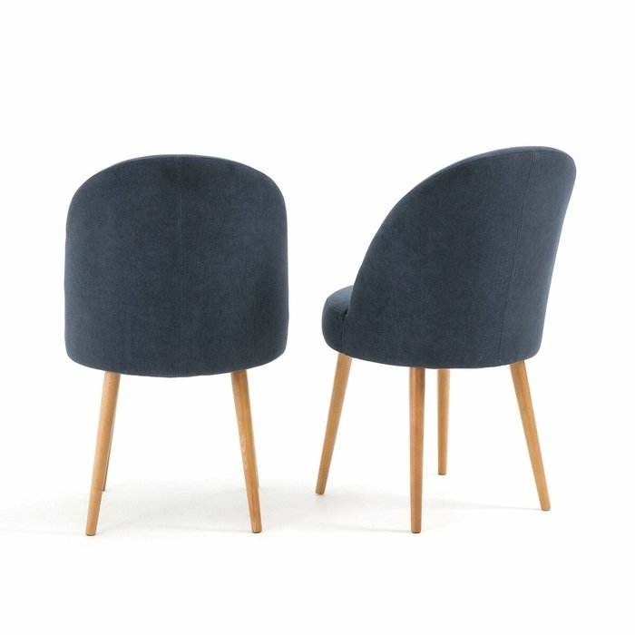 Комплект из двух столовых стульев из вельвета Lenou синего цвета - лучшие Обеденные стулья в INMYROOM