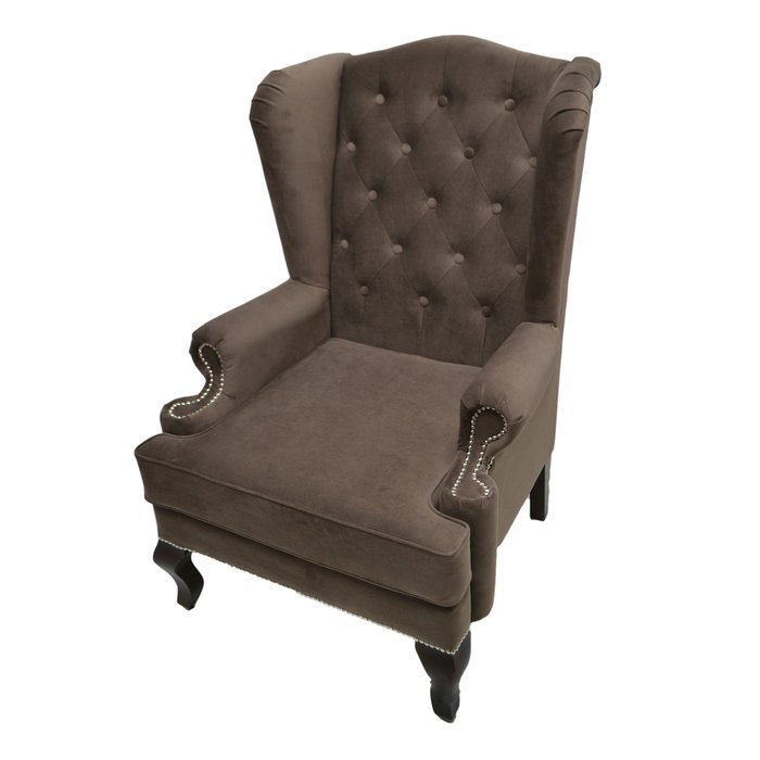 Каминное кресло с ушами серо-коричневого цвета - лучшие Интерьерные кресла в INMYROOM