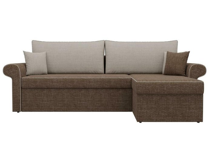 Угловой диван-кровать Милфорд бежево-коричневого цвета правый угол - купить Угловые диваны по цене 45990.0