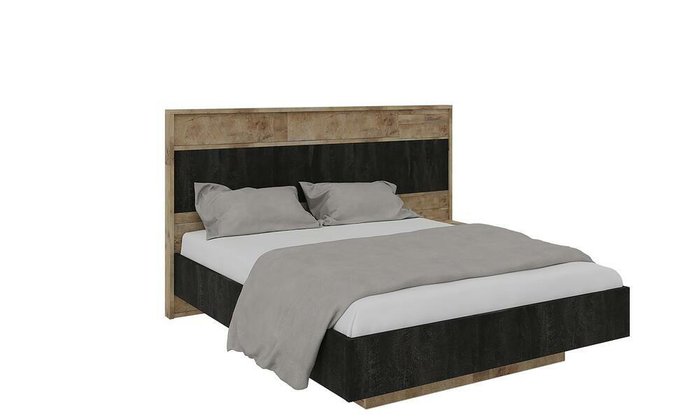 Кровать с подъемным механизмом Кения с тумбой 160х200 черно-коричневого цвета