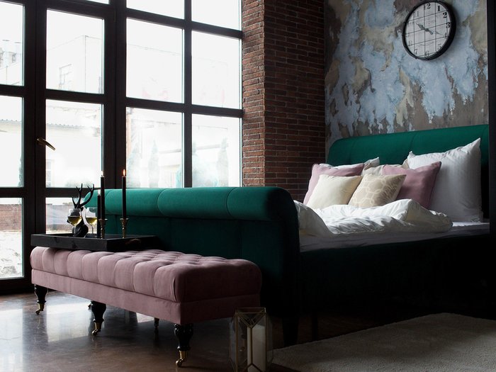 Кровать Lounge темно-серого цвета 160х200 - купить Кровати для спальни по цене 49900.0