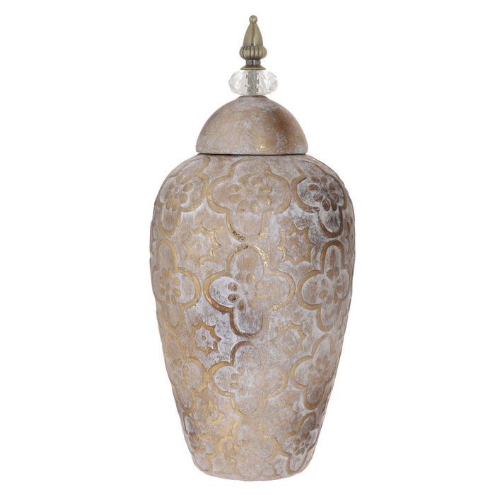Керамическая ваза золотого цвета  с крышкой