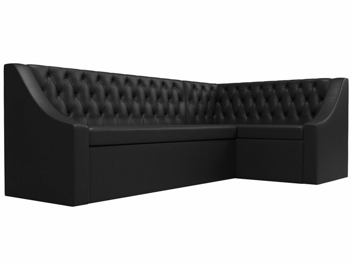 Кухонный угловой диван-кровать Мерлин черного цвета (экокожа) правый угол - лучшие Угловые диваны в INMYROOM