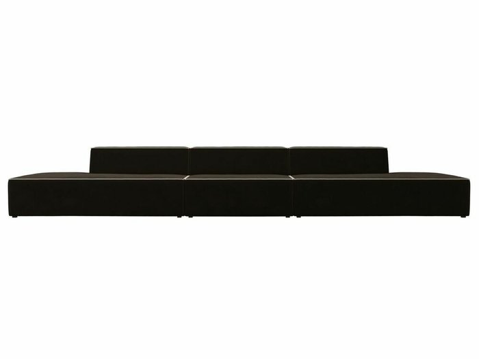 Прямой модульный диван Монс Лонг коричневого цвета с бежевым кантом - купить Прямые диваны по цене 73999.0