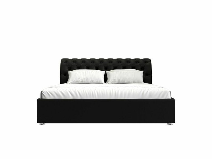 Кровать Сицилия 160х200 черного цвета с подъемным механизмом (экокожа) - купить Кровати для спальни по цене 86999.0