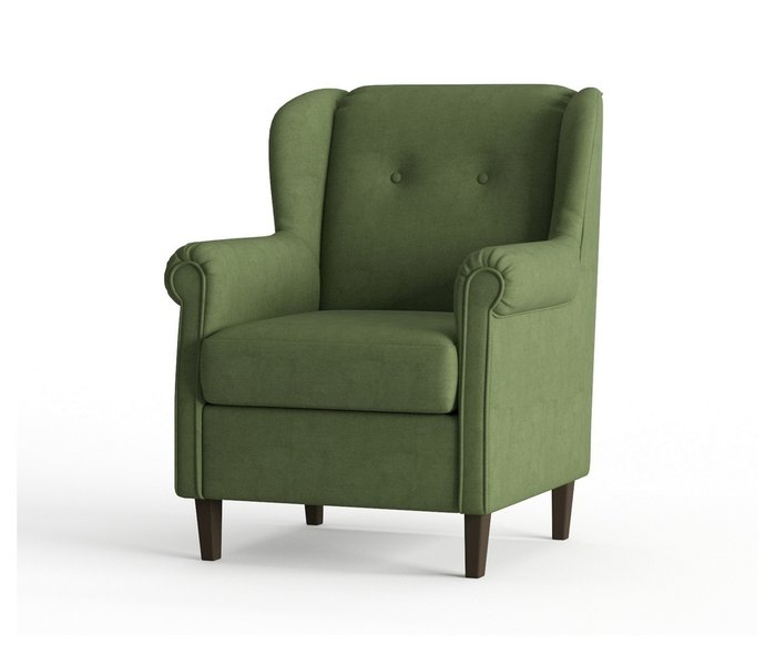 Кресло из велюра Леон темно-зеленого цвета