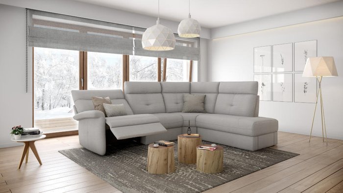 Угловой диван с реклайнером Versailles серого цвета - купить Угловые диваны по цене 483119.0