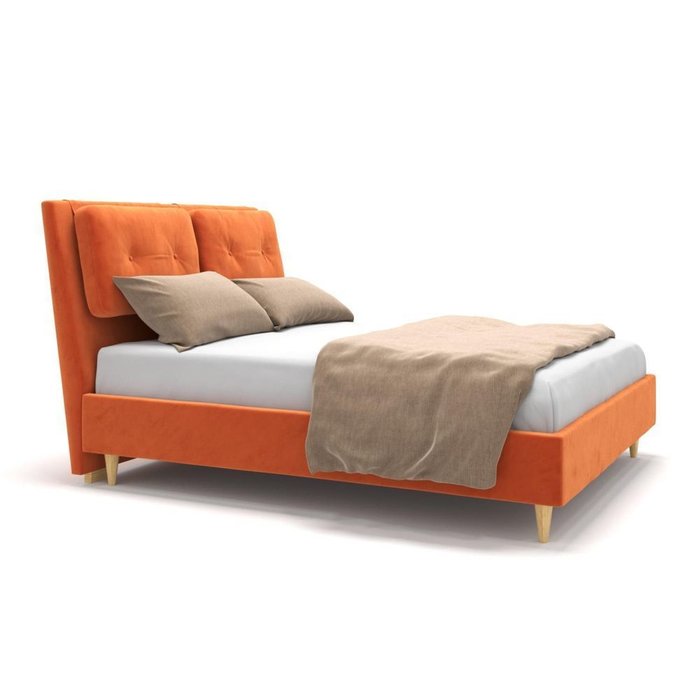 Кровать Freya на ножках оранжевая 200х200 - купить Кровати для спальни по цене 86900.0