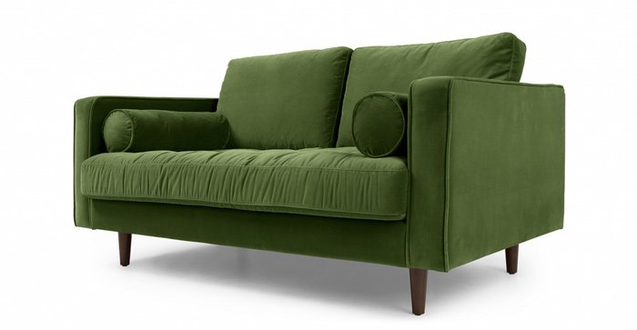 Диван двухместный Lucia в обивке из велюра темно-зеленого цвета - купить Прямые диваны по цене 66000.0