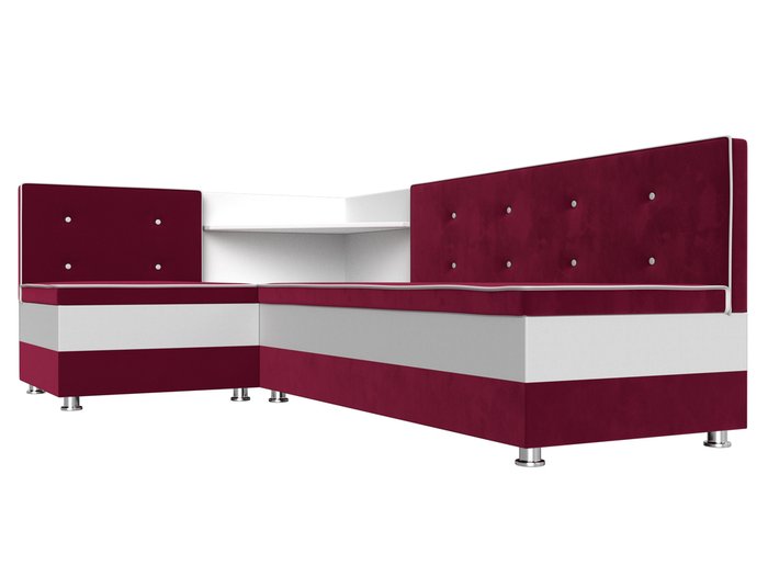 Угловой диван Милан бело-бордового цвета (экокожа/ткань) левый угол - лучшие Угловые диваны в INMYROOM