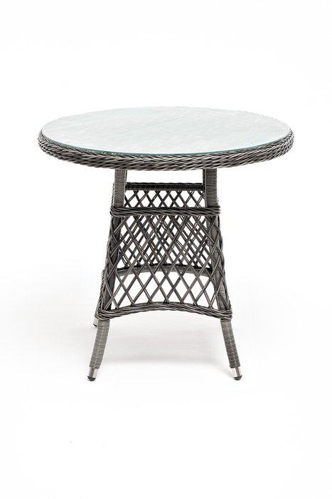 Плетенный стол Эспрессо D80 графитового цвета - купить Садовые столы по цене 33700.0