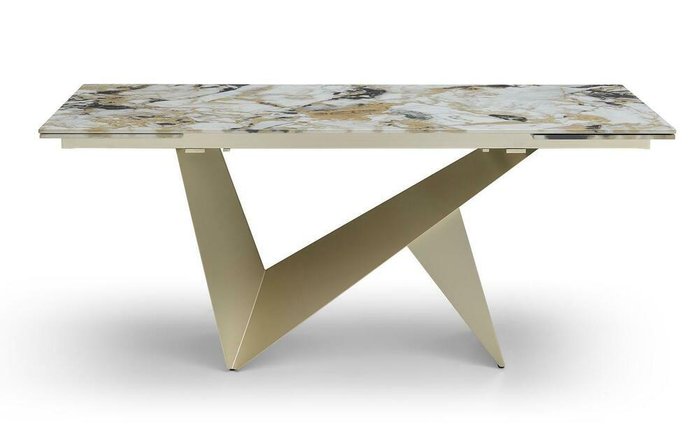 Раздвижной обеденный стол Portofino Champagne 160х90 серо-бежевого цвета - купить Обеденные столы по цене 207504.0