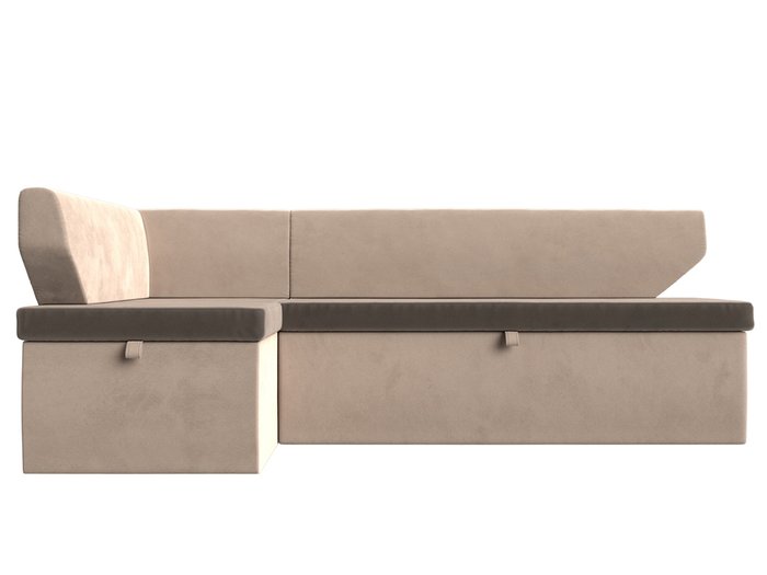 Угловой диван-кровать Омура бежево-коричневого цвета левый угол - купить Угловые диваны по цене 39999.0