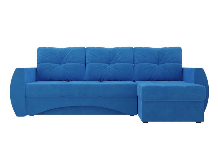 Угловой диван-кровать Сатурн темно-голубого цвета правый угол - купить Угловые диваны по цене 53990.0