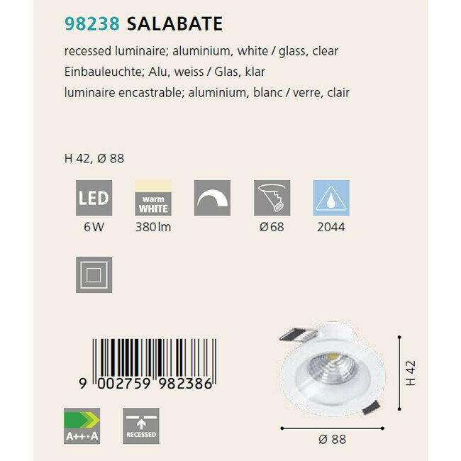 Светильник точечный Salabate белого цвета - купить Встраиваемые споты по цене 2490.0