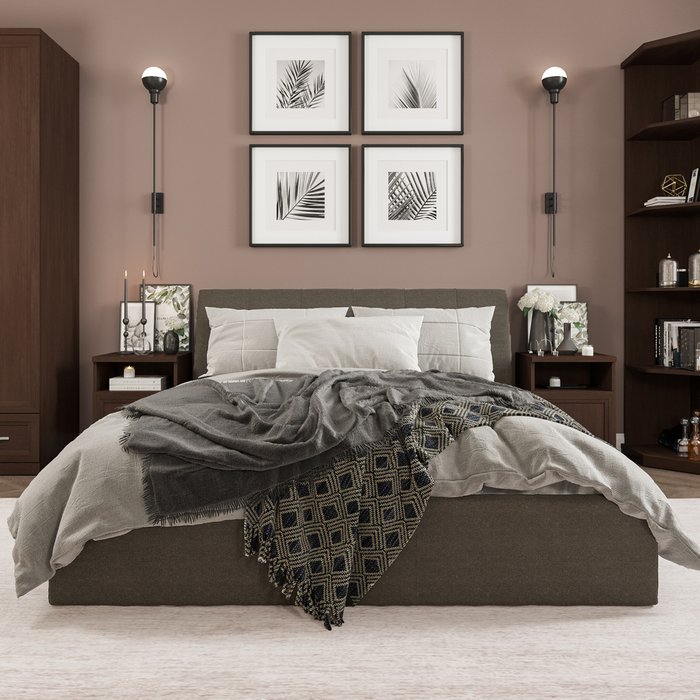 Кровать Инуа 160х200 черного цвета с подъемным механизмом  - купить Кровати для спальни по цене 80610.0