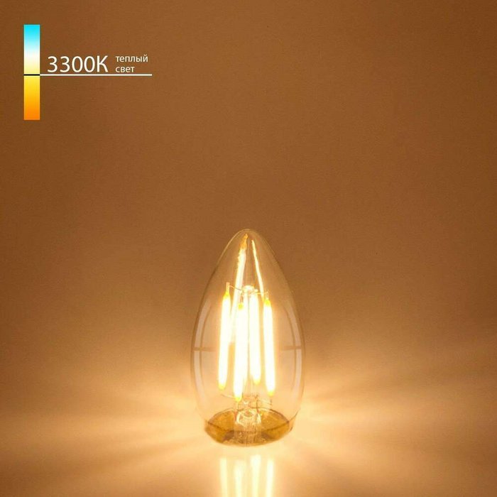 Филаментная светодиодная лампа C35 9W 3300K E27 (C35 прозрачный) BLE2733 формы свечи - купить Лампочки по цене 210.0