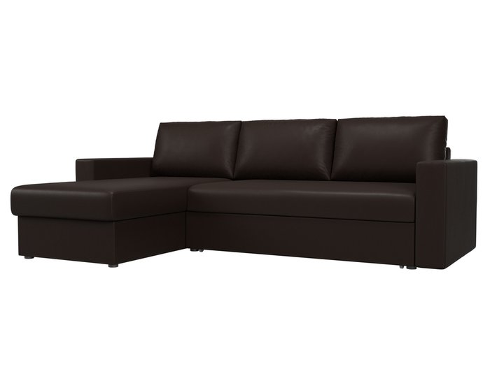 Угловой диван-кровать Траумберг L коричневого цвета левый угол (экокожа)