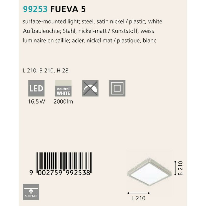 Светильник точечный Fueva из металла и акрила - купить Потолочные светильники по цене 3090.0