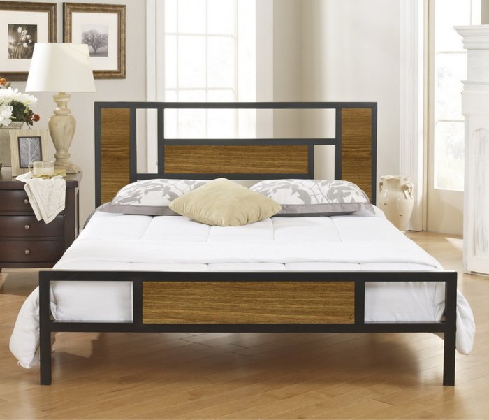 Кровать Бристоль 120х200 коричнево-черного цвета - лучшие Кровати для спальни в INMYROOM
