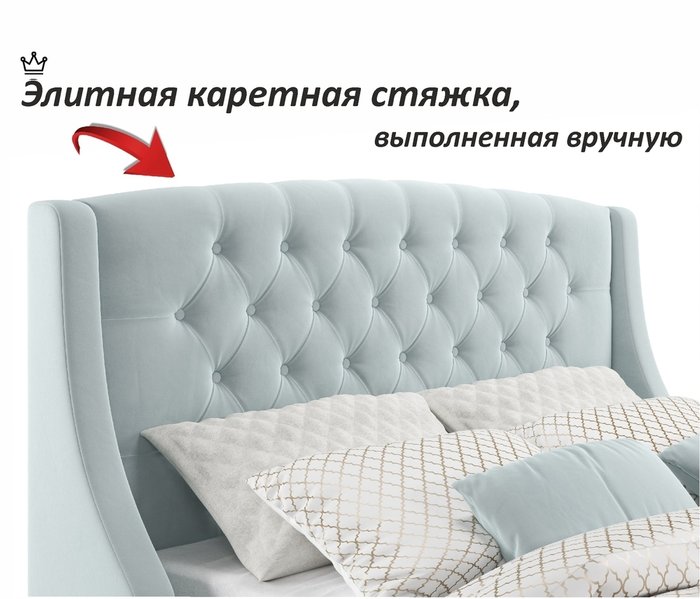 Кровать Stefani 140х200 мятного цвета без подъемного механизма - лучшие Кровати для спальни в INMYROOM