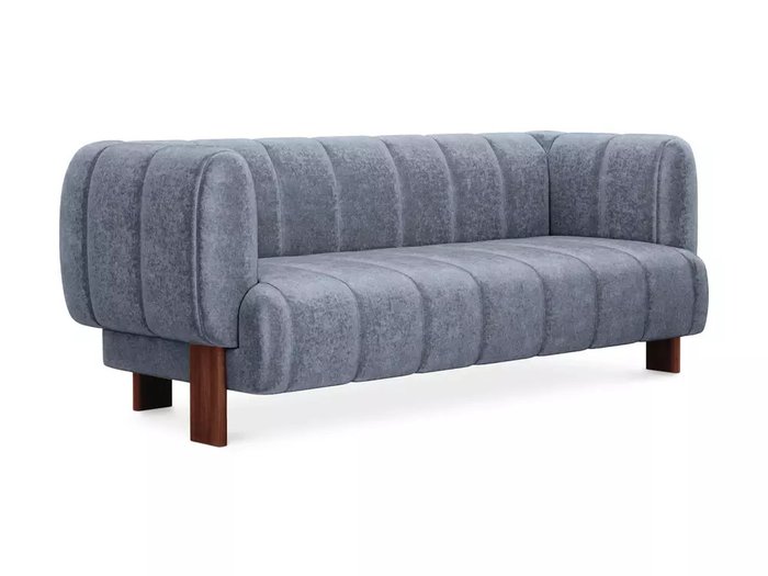 Диван Cassis синего цвета с коричневыми ножками