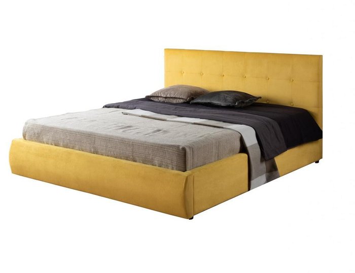 Кровать Selesta 140х200 с подъемным механизмом и матрасом желтого цвета