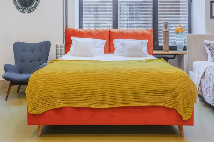 Кровать Trazimeno 160х200 синего цвета - лучшие Кровати для спальни в INMYROOM Кровать Trazimeno 160х200 синего цвета - лучшие Кровати для спальни в INMYROOM