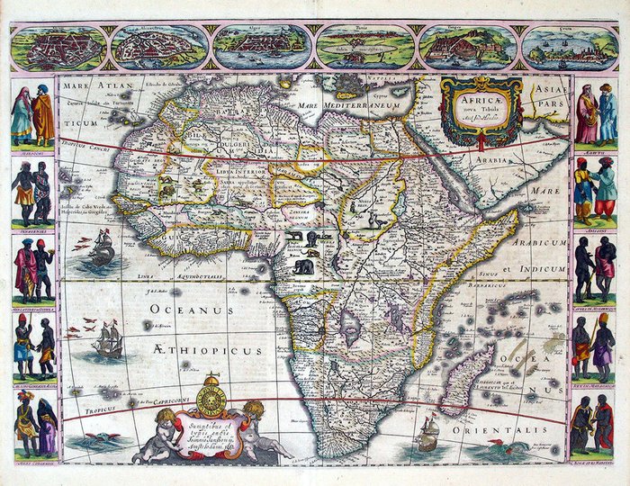 Репродукция картины на холсте Карта старинная Африка  