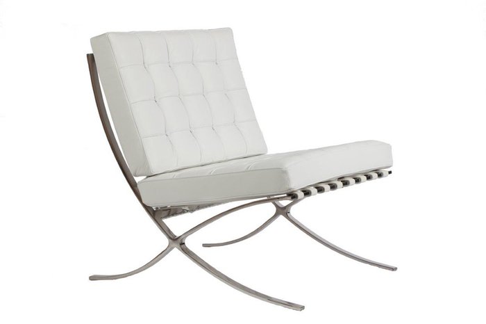 Кресло Barcelona Chair White Premium Leather  - купить Интерьерные кресла по цене 82800.0
