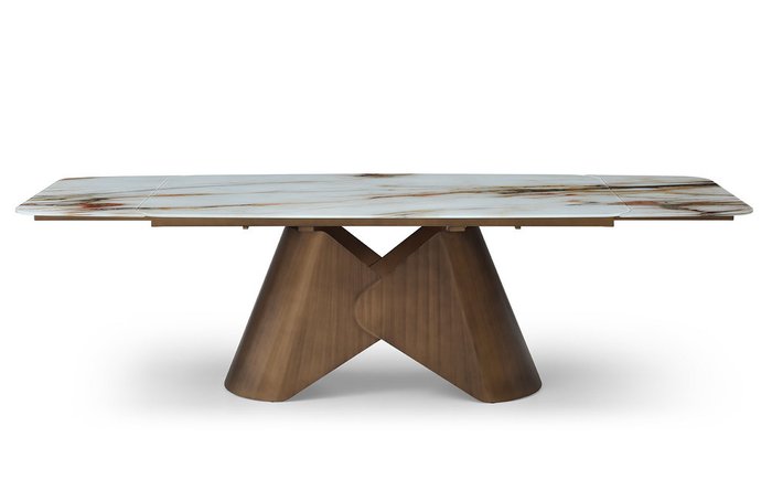 Раздвижной обеденный стол Mirabel 180х100 бело-коричневого цвета - лучшие Обеденные столы в INMYROOM