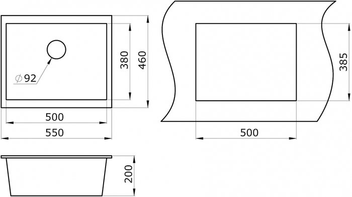Кухонная мойка прямоугольная Paulmark Gera 55х46 см черного цвета - лучшие Кухонные мойки в INMYROOM