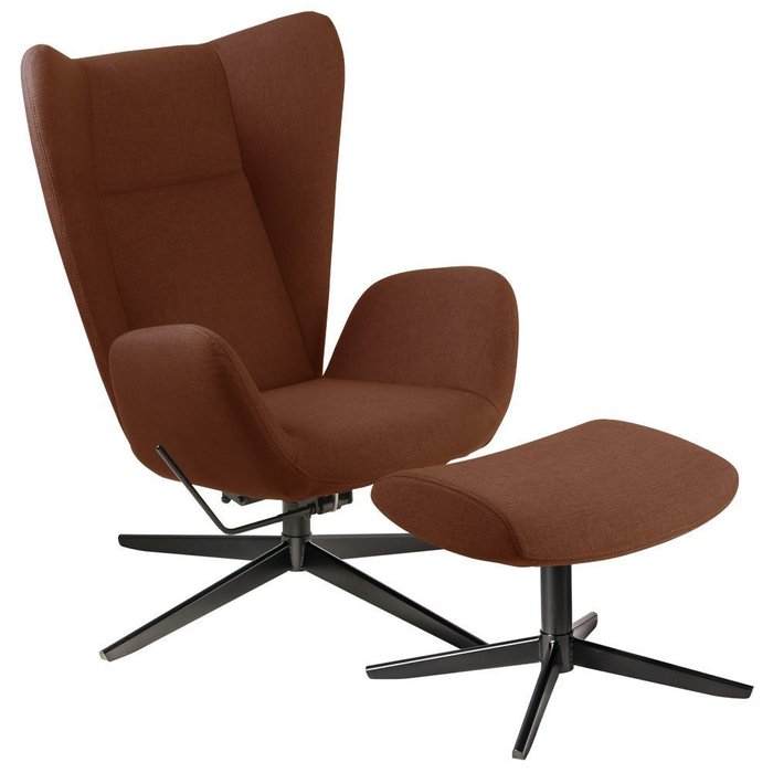 Кресло реклайнер с пуфом Meson коричневого цвета