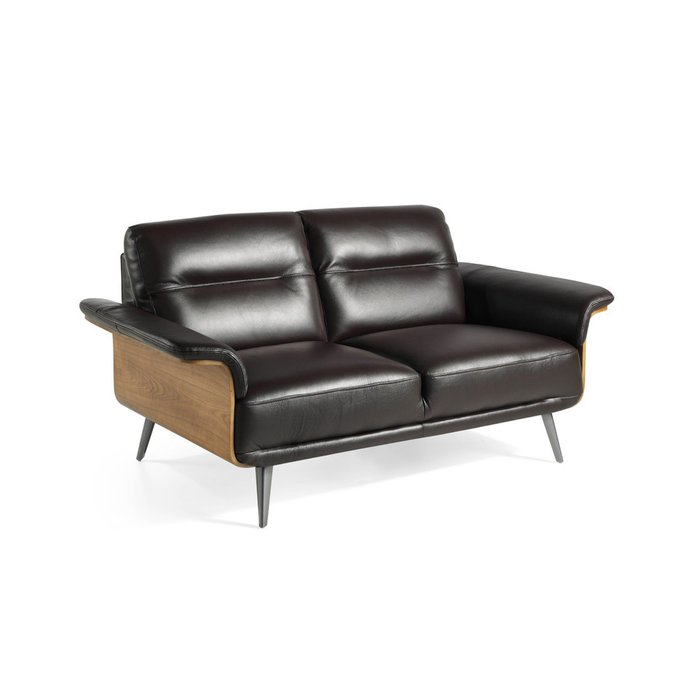 Двухместный кожаный диван черного цвета
